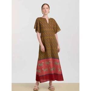 NEW LISA CORTI guava kaftan dress in dragon tiger
